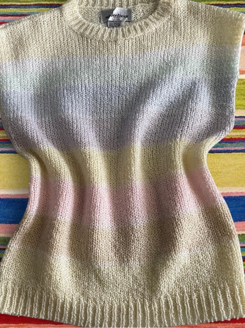 Vintage Striped Knit Sleeveless Sweater Vest